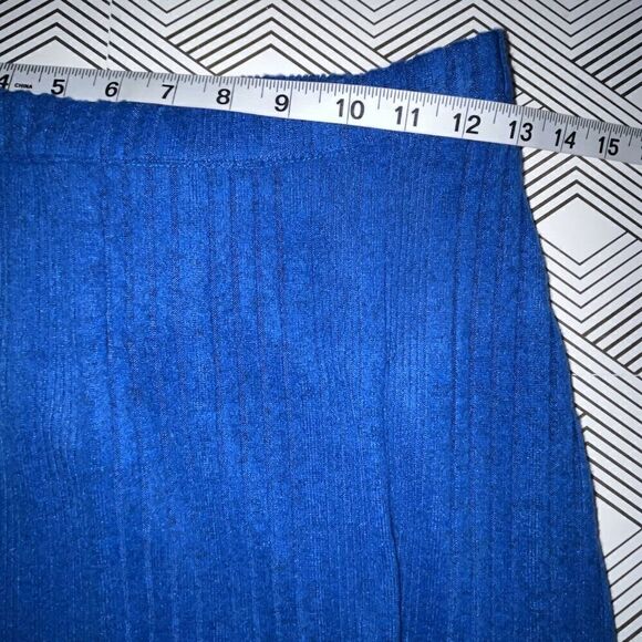 Umgee Ribbed Skirt Size Medium Royal Blue Pull On High Waist Side Slit Casual - Picture 5 of 6